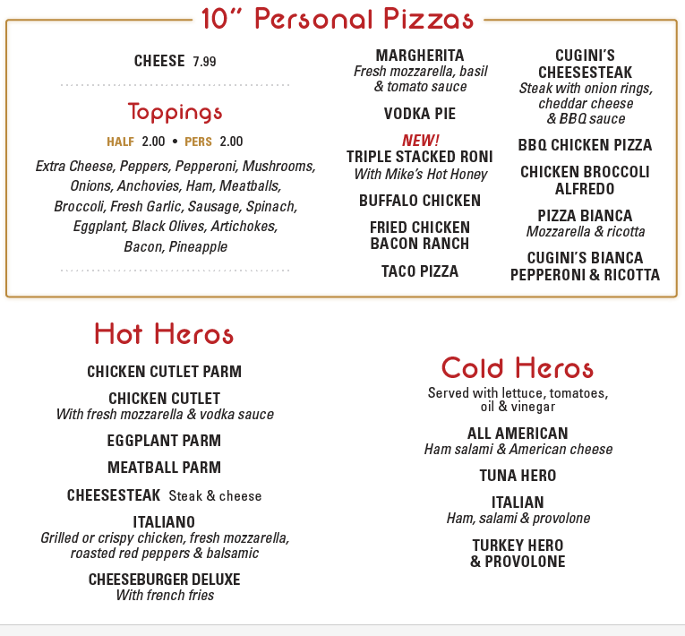 Pizza - Hot & Cold Heros